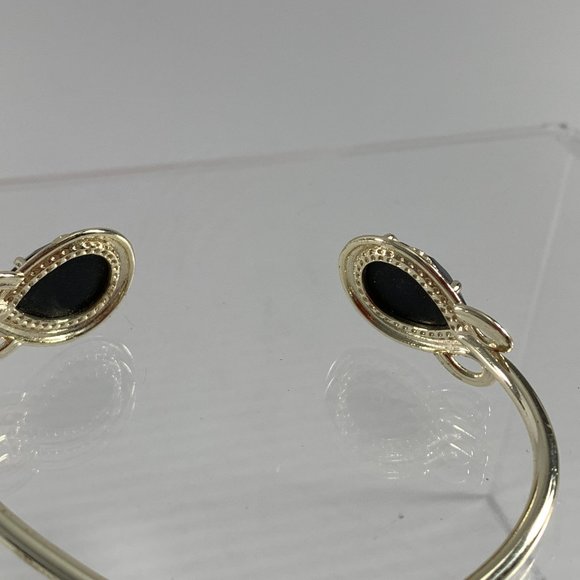 Kendra Scott Andy Bracelet Open Pinch Cuff Silver Tone Faceted Black Stones - Picture 7 of 8